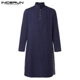 Brand Basic Kurta Mens Shirts Long Sleeve Kurta Dress Islamic Clothing Chemise Elegant Kaftan Robe Pakistani Man Clothes S-5XL