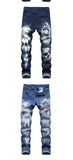 QUANBO New Spring and Autumn Quality Men's Jeans 3D Pattern Streetwear Fashion Stretch Men Jeans
