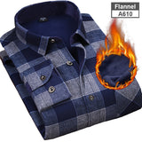 Y New Men's Long Sleeve Plaid Warm Thick Fleece Lining Shirt Fashion Soft Casual Flannel Shirt