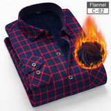 Y New Men's Long Sleeve Plaid Warm Thick Fleece Lining Shirt Fashion Soft Casual Flannel Shirt