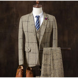 2019 autumn slim fit mens blazers fashion blazer Suit Jacket for men 3 pieces Set (Coat + vest + pants) male coat Wedding dress