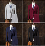2019 autumn slim fit mens blazers fashion blazer Suit Jacket for men 3 pieces Set (Coat + vest + pants) male coat Wedding dress