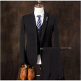 2019 autumn slim fit mens blazers fashion blazer Suit Jacket for men 3 pieces Set (Coat + vest + pants) male coat Wedding dress