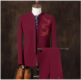 2019 autumn slim fit mens blazers fashion blazer Suit Jacket for men 3 pieces Set (Coat + vest + pants) male coat Wedding dress