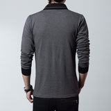 TFETTERS Brand Autumn Fashion Men T-shirt T-Shirt Men Patchwork V-Neck Long Sleeve Slim Fit T-Shirt Cotton Plus Size 4XL