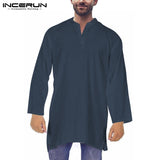 Brand Kurta Men Shirts Robe Long Sleeve Dress Kurta Suits Loose Baggy Pakistani Islamic Indian Multi-Color 5XL Basic Men Clothes