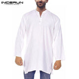 Brand Kurta Men Shirts Robe Long Sleeve Dress Kurta Suits Loose Baggy Pakistani Islamic Indian Multi-Color 5XL Basic Men Clothes