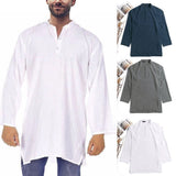 Brand Kurta Men Shirts Robe Long Sleeve Dress Kurta Suits Loose Baggy Pakistani Islamic Indian Multi-Color 5XL Basic Men Clothes