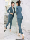 New 2019 office lady style fashion solid color patchwork slim fit suit women women's clothing womens suits with belt TXF11