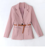 New 2019 office lady style fashion solid color patchwork slim fit suit women women's clothing womens suits with belt TXF11