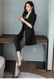 YASUGUOJI new 2019 fashion woman suits lady suit office irregularity patchwork two pieces pant suits for women korean suits set