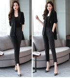 YASUGUOJI new 2019 fashion woman suits lady suit office irregularity patchwork two pieces pant suits for women korean suits set