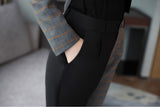 YASUGUOJI new 2019 fashion woman suits lady suit office irregularity patchwork two pieces pant suits for women korean suits set