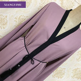 F806 Fashion Muslim Womens Lace Robe Ramadan Clothing Kimono Islamic Lace Splicing Long Coat Middle East Long Robe Abaya Femme