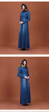 ZK013 Fashion Denim Kaftan Abaya Dubai Islam Muslim Dress Abayas For Women Caftan Robe Turkish Islamic Clothing