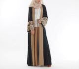 Black Laser Cut Flower Muslim Dress Abaya Islamic Women Malaysia Jilbab Djellaba Robe Musulmane Turkish Baju Open Kimono Kaftan