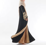 Black Laser Cut Flower Muslim Dress Abaya Islamic Women Malaysia Jilbab Djellaba Robe Musulmane Turkish Baju Open Kimono Kaftan