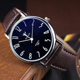 Watch Men Casual Business Leather Strap Watches Classic Ultra-thin Blue Glass