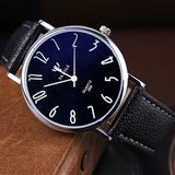 Watch Men Casual Business Leather Strap Watches Classic Ultra-thin Blue Glass