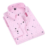 Printed Plaid Polka Dot Men Shirt Long-Sleeved Casual Shirts For Men Slim Fit
