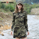 Camouflage Long Section Shirt Women Long Sleeve Clothing Top Quality Slim Fit Designer Casual Fashion Female Shirt Buttons-Up