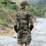 Camouflage Long Section Shirt Women Long Sleeve Clothing Top Quality Slim Fit Designer Casual Fashion Female Shirt Buttons-Up