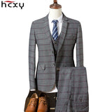 2019  autumn Mens blazer Suit Jacket 3 pieces Set (Coat + vest + pants) Male blazers slim fit fashion Mens coat Wedding dress