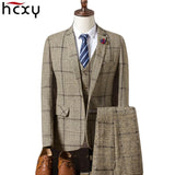 2019  autumn Mens blazer Suit Jacket 3 pieces Set (Coat + vest + pants) Male blazers slim fit fashion Mens coat Wedding dress