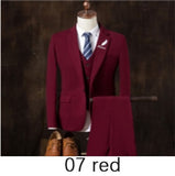 2019  autumn Mens blazer Suit Jacket 3 pieces Set (Coat + vest + pants) Male blazers slim fit fashion Mens coat Wedding dress