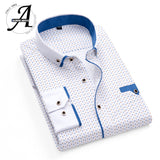 Printed Plaid Polka Dot Men Shirt Long-Sleeved Casual Shirts For Men Slim Fit