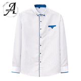 Printed Plaid Polka Dot Men Shirt Long-Sleeved Casual Shirts For Men Slim Fit