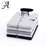 Printed Plaid Polka Dot Men Shirt Long-Sleeved Casual Shirts For Men Slim Fit