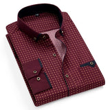 Printed Plaid Polka Dot Men Shirt Long-Sleeved Casual Shirts For Men Slim Fit