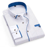 Printed Plaid Polka Dot Men Shirt Long-Sleeved Casual Shirts For Men Slim Fit