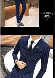Men's One-Button Designer Suits Plaid Tuxedos 3-Piece Set Wedding Prom Party stripe Suit