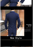 Men's One-Button Designer Suits Plaid Tuxedos 3-Piece Set Wedding Prom Party stripe Suit