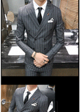 Men's One-Button Designer Suits Plaid Tuxedos 3-Piece Set Wedding Prom Party stripe Suit
