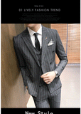 Men's One-Button Designer Suits Plaid Tuxedos 3-Piece Set Wedding Prom Party stripe Suit