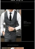 Men's One-Button Designer Suits Plaid Tuxedos 3-Piece Set Wedding Prom Party stripe Suit