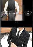 Men's One-Button Designer Suits Plaid Tuxedos 3-Piece Set Wedding Prom Party stripe Suit
