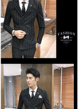 Men's One-Button Designer Suits Plaid Tuxedos 3-Piece Set Wedding Prom Party stripe Suit