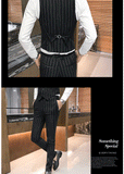 Men's One-Button Designer Suits Plaid Tuxedos 3-Piece Set Wedding Prom Party stripe Suit