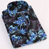 Printed Plaid Polka Dot Men Shirt Long-Sleeved Casual Shirts For Men Slim Fit