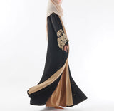 Black Laser Cut Flower Muslim Dress Abaya Islamic Women Malaysia Jilbab Djellaba Robe Musulmane Turkish Baju Open Kimono Kaftan