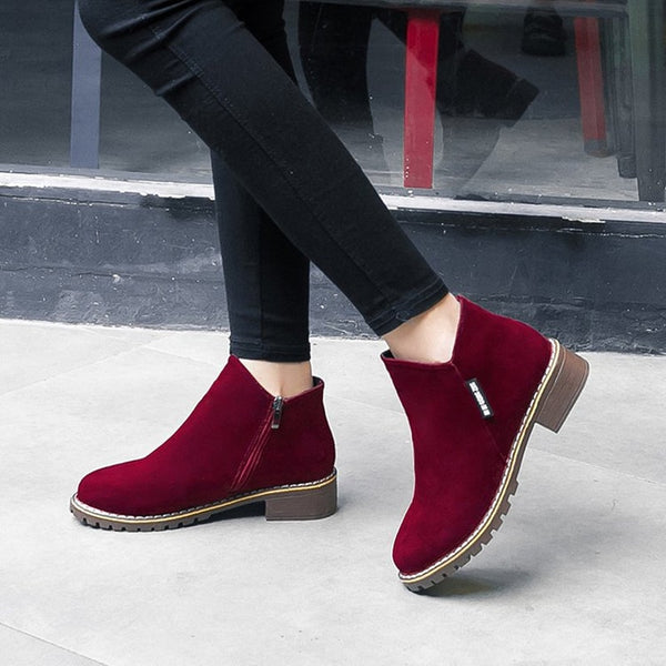 NEW Women Martin Boots Autumn Winter Boots Classic Zipper Snow Ankle Boots