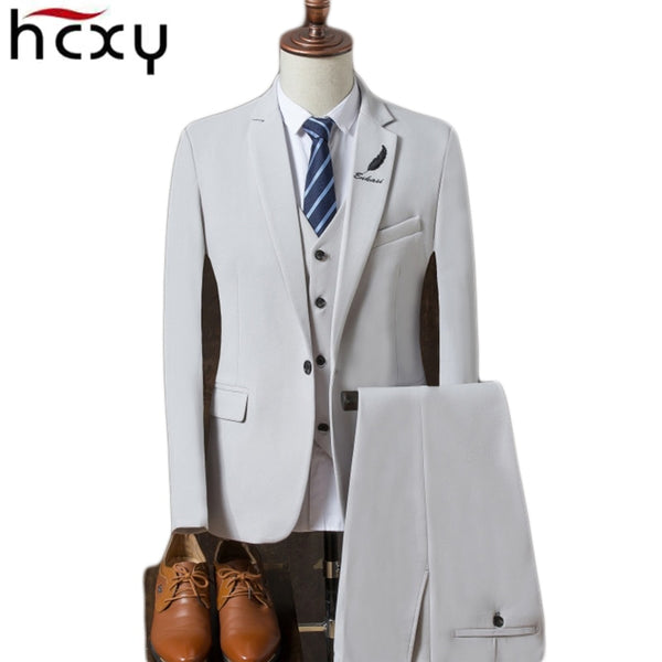 2019 autumn slim fit mens blazers fashion blazer Suit Jacket for men 3 pieces Set (Coat + vest + pants) male coat Wedding dress