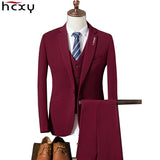 2019 autumn slim fit mens blazers fashion blazer Suit Jacket for men 3 pieces Set (Coat + vest + pants) male coat Wedding dress