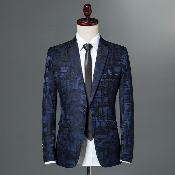 2019 New Autumn Winter Mens Classic Leopard Print Slim Fit Blazers Male Single Button Casual Business Suit Jacket Wine red Khaki