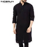 Brand Basic Kurta Mens Shirts Long Sleeve Kurta Dress Islamic Clothing Chemise Elegant Kaftan Robe Pakistani Man Clothes S-5XL