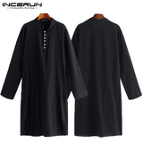 Brand Basic Kurta Mens Shirts Long Sleeve Kurta Dress Islamic Clothing Chemise Elegant Kaftan Robe Pakistani Man Clothes S-5XL